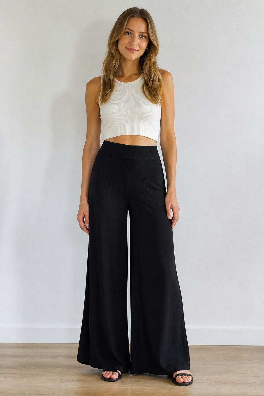 Max Studio London Black Wide Leg Pants M